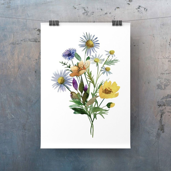 Watercolor Wildflowers Botanical Digital Art Print Set of Three - Picture 9 of 15